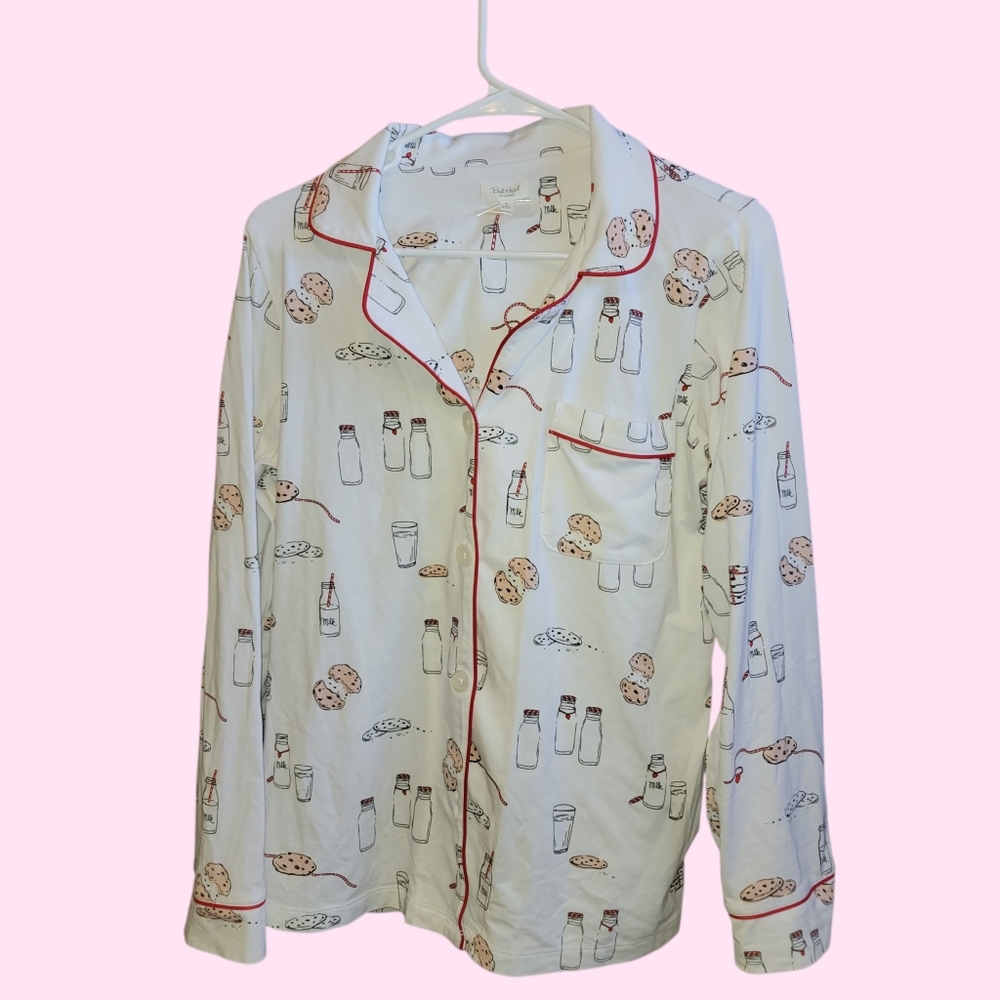 BedHead Women's SMALL Pajama Top Only Milk and Cookies